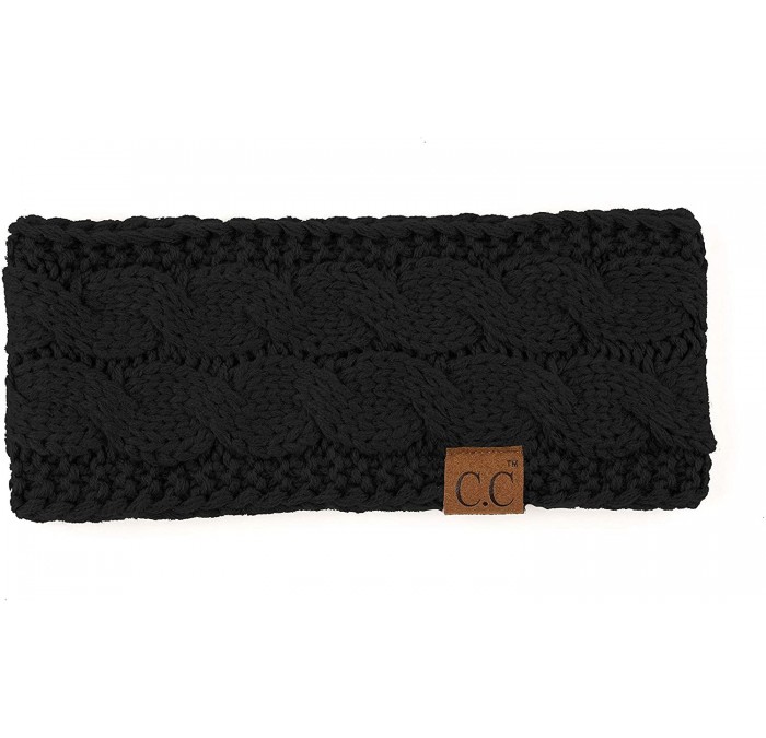 Cold Weather Headbands Cable Knit Ear Warmer Muff Headband For Women and Men For Fall and Winter Cold Weather - Black - CJ18Y...