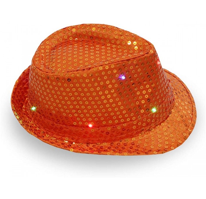 Fedoras Light Up Flashlight Fedora Hat Halloween Costume Party - Orange - CX18HXT7CY6 $9.55