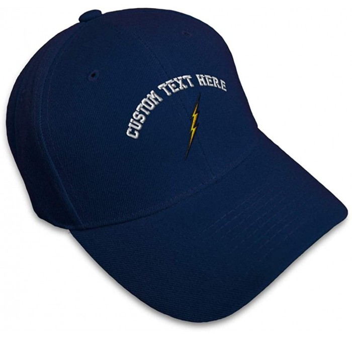 Baseball Caps Custom Baseball Cap Lightning Bolt Embroidery Acrylic Dad Hats for Men & Women - Navy - CK18SDKSY3I $42.80
