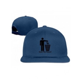Skullies & Beanies Cap Save The Planet Funny Atheist Drawing - Navy - C21887NNHYG $16.63