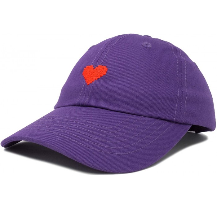 Baseball Caps Pixel Heart Hat Womens Dad Hats Cotton Caps Embroidered Valentines - Purple - CN18LGQWHG6 $13.96