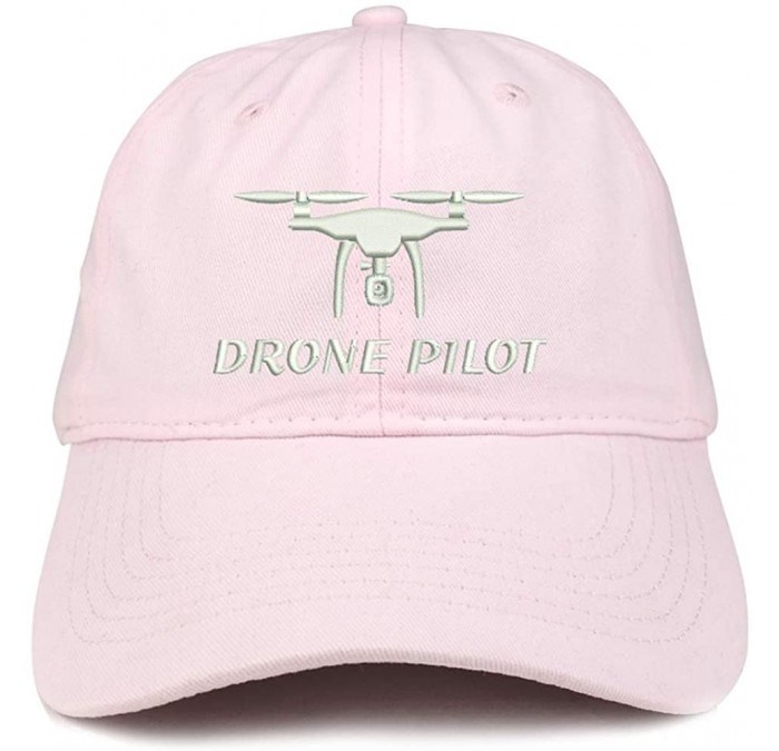 Baseball Caps Drone Pilot Embroidered Soft Crown 100% Brushed Cotton Cap - Lt-pink - CN18S23HYD5 $33.90
