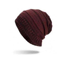Skullies & Beanies Women Men Warm Baggy Weave Crochet Winter Wool Solid Knit Ski Beanie Skull Caps Hat - Wine - CP18HY824KH $...