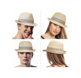 Sun Hats Womens Mens Unisex Straw Hat- Brim Panama Beach-Fedora Summer Travel Sun Hat- Hawaii Holiday Lovers Hat - Beige - C5...