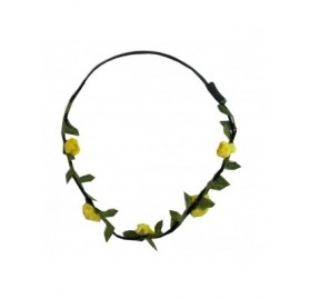 Headbands Yellow Flower Wreath Garland Updo Hair Band Elastic with Roses - Yellow - CA11L8I5IE3 $11.79