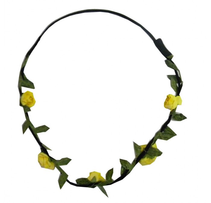 Headbands Yellow Flower Wreath Garland Updo Hair Band Elastic with Roses - Yellow - CA11L8I5IE3 $18.56