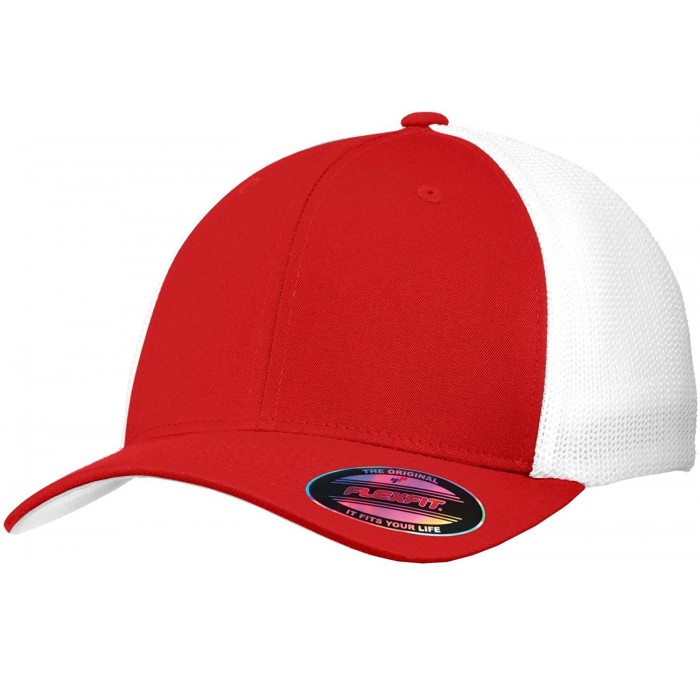 Baseball Caps Men's Flexfit Mesh Back Cap - True Red/White - CT11DJAJGK9 $24.45
