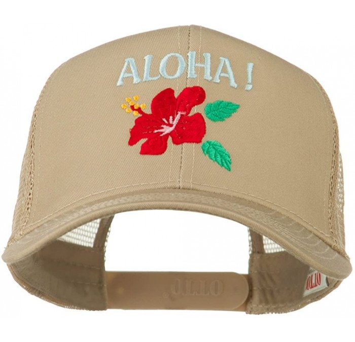 Baseball Caps Hawaii State Flower with Aloha Embroidered Trucker Cap - Khaki - CP11LJVFOYX $46.41