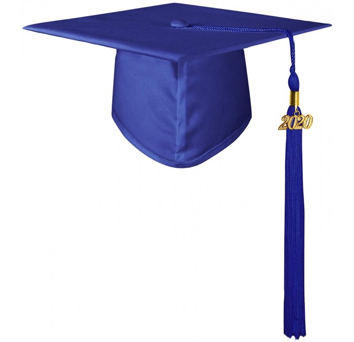 Skullies & Beanies Unisex Adult Matte Graduation Cap with 2020 Tassel - Royal - CL11SBEBZNP $34.75