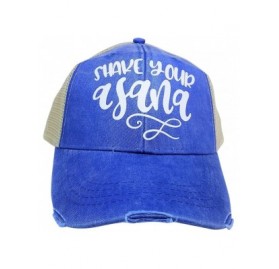 Baseball Caps Women's- Yoga- Shake Your Asana Bling Trucker Style Baseball Cap - Blue/White - CG187QSDMTI $17.11