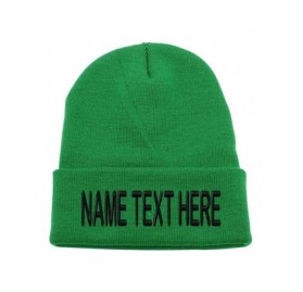Skullies & Beanies Custom Embroidery Personalized Name Text Ski Toboggan Knit Cap Cuffed Beanie Hat - Kelly Green - CI1892DNG...