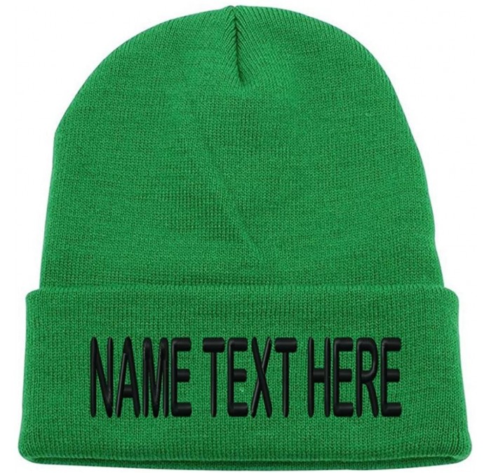 Skullies & Beanies Custom Embroidery Personalized Name Text Ski Toboggan Knit Cap Cuffed Beanie Hat - Kelly Green - CI1892DNG...