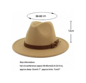 Fedoras Unisex Wide Brim Felt Fedora Hats Men Women Panama Trilby Hat with Band - Camel - CC18KR4K6M8 $31.93