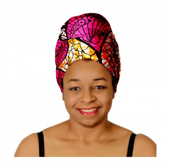 Headbands Stretch Headwraps Headband African - Ankara Pink- Brown and Orange - CY18NLIK0AG $13.93
