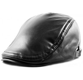 Newsboy Caps Soft Faux Leather Flat Ivy Gatsby Newsboy Driving Hat Cap - Black - C8128JZBOKJ $10.74