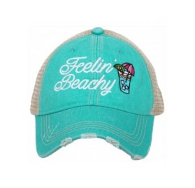 Baseball Caps Feelin' Beachy Baseball Hat - Trucker Hat for Women - Stylish Cute Beach Hats for Women - Teal - CU18ONLCG0U $2...