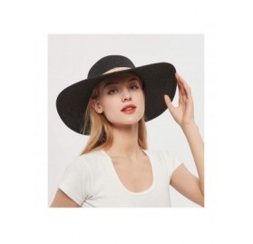 Sun Hats Womens Beach Straw Hat Wide Brim Summer UV Hat UPF 50+ Floppy Foldable Roll up Cap Sun Hat - Black - CE194OTM40H $11.63