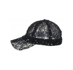 Baseball Caps Women's Lace Sequin Casual Bling UV Protection Vented Baseball Cap - Black - C912HLW5IJJ $10.61