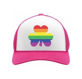 Baseball Caps St.Patrick's Lucky Charm Rainbow Clover Gay Love Trucker Hat Mesh Cap - Wow Pink/White - CJ189QMQ9YI $14.81