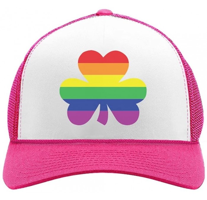 Baseball Caps St.Patrick's Lucky Charm Rainbow Clover Gay Love Trucker Hat Mesh Cap - Wow Pink/White - CJ189QMQ9YI $24.56