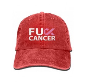 Baseball Caps Fuck Breast Cancer Pink Ribbon Dad Hat Adjustable Baseball Cap Mesh Hat Trucker Caps - Red - CE18KMH4HW3 $10.67