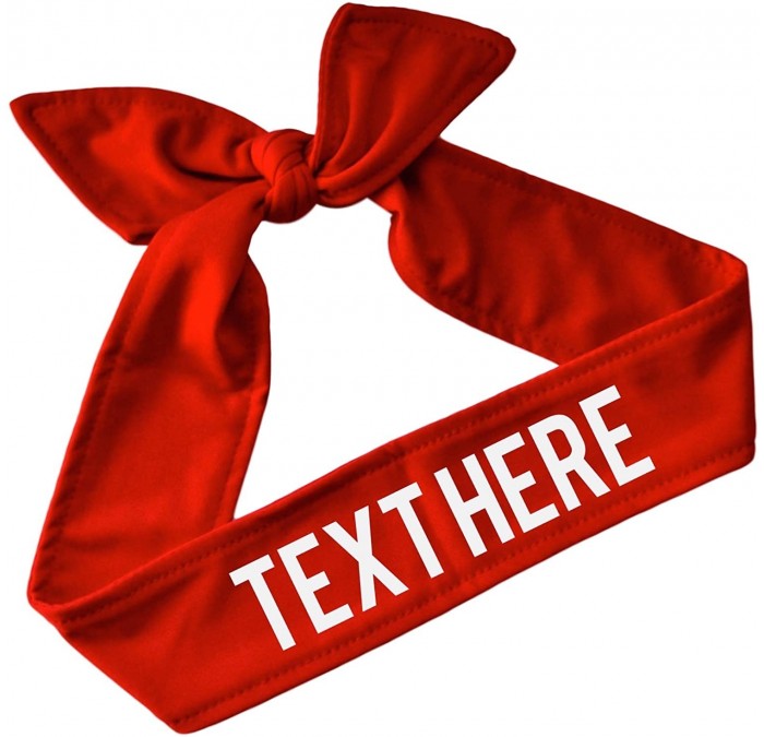 Headbands Tie Back Sport Headband with Your Custom Team Name or Text in Vinyl - Red - C612M1O9RLR $14.29