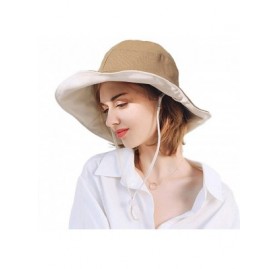 Bucket Hats Women Wide Brim Bucket Hats UV Sun Protection Hat Foldable Bucket Outdoor Hat - Khaki+beige - C518XITSS6Z $16.56
