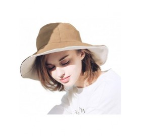 Bucket Hats Women Wide Brim Bucket Hats UV Sun Protection Hat Foldable Bucket Outdoor Hat - Khaki+beige - C518XITSS6Z $16.56