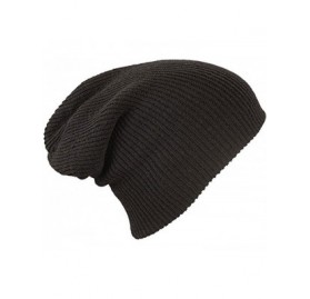 Skullies & Beanies Mens/Woman Knitted Woolly Winter Slouch Beanie Hat - Black - CW12HP9CQYN $8.06