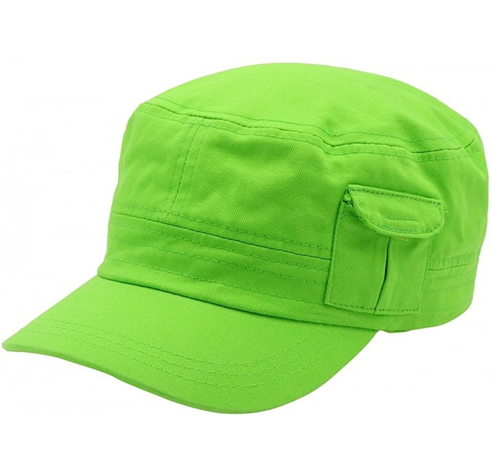 Baseball Caps Cadet Army Cap - Military Cotton Hat - Lime2 - C512GW5UUVH $18.16