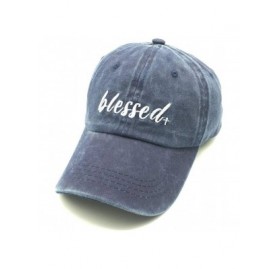 Baseball Caps Women's Embroidered Blessed Baseball Cap Adjustable Distressed Vintage Summer Faith Dad Hat - Blessed - Navy - ...