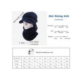 Skullies & Beanies Unisex Knit Beanie Visor Cap Winter Hat Fleece Neck Scarf Set Ski Face Mask 55-61cm - 89210-navy Set - CS1...