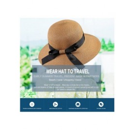 Sun Hats Straw Beach Sun Floppy Hat for Women Brim Bowknot Uv Protection Outdoor - Khaki - CB18E0GEKI6 $23.94