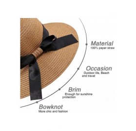 Sun Hats Straw Beach Sun Floppy Hat for Women Brim Bowknot Uv Protection Outdoor - Khaki - CB18E0GEKI6 $23.94