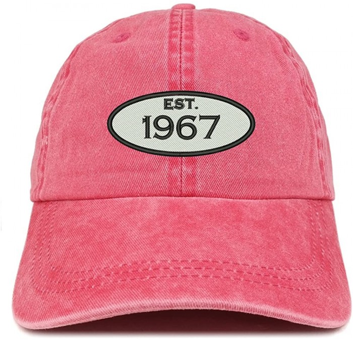 Baseball Caps Established 1967 Embroidered 53rd Birthday Gift Pigment Dyed Washed Cotton Cap - Red - CK180MZ3KRE $16.64