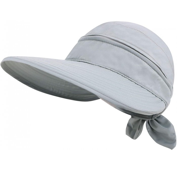 Sun Hats Hats for Women UPF 50+ UV Sun Protective Convertible Beach Visor Hat - Grey - CR11DMLT81N $29.22