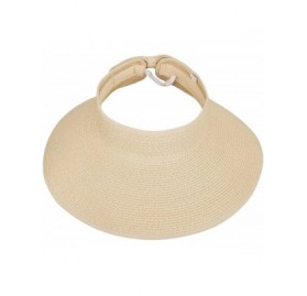 Sun Hats Women's Sun Protective Foldable Travel Straw Visor Hat - Off-white - C118E3YHS5W $16.19