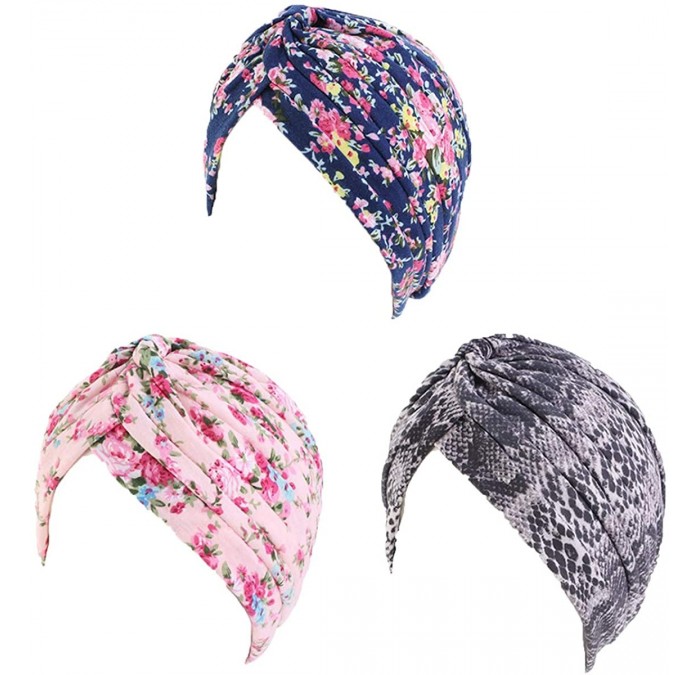 Skullies & Beanies Cotton Flower Prints Beanie- Stylish Sleep Turbans for Women Cancer Hats Chemo Headwear Muslim Hair Cover ...