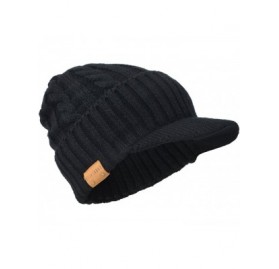 Skullies & Beanies Retro Newsboy Knitted Hat with Visor Bill Winter Warm Hat for Men - Cable-black - CY187C2GNR5 $8.50
