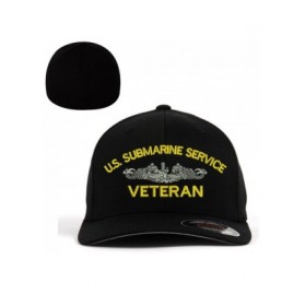 Baseball Caps U.S. Submarine Service Veteran Flexfit Baseball Cap Hat Black - CY1836H6CGW $31.96