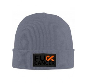 Skullies & Beanies Fuck Leukemia Cancer Orange Ribbon Unisex Warm Winter Hat Knit Beanie Skull Cap Cuff Beanie Hat Winter Hat...