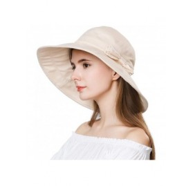 Bucket Hats Womens UPF50 Cotton Packable Sun Hats w/Chin Cord Wide Brim Stylish 54-60CM - 69038_beige - CG18RNOKKTE $21.05