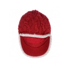 Skullies & Beanies Winter Fashion Knit Cap Hat for Women- Peaked Visor Beanie- Warm Fleece Lined-Many Styles - Red-aran - CG1...