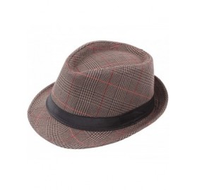 Fedoras Fedora Hats Men Vintage Plaid Gentleman Hats Jazz Caps Woolen Wide Brim Church Cap Male Outdoor Sun Hat - Blue - C118...