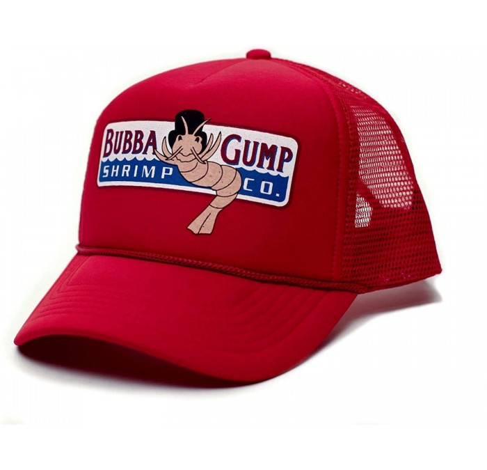 Baseball Caps Bubba Gump Shrimp Co. Printed Unisex Adult Truckers Hat Cap Red Solid - C718IIHH2Q4 $24.70