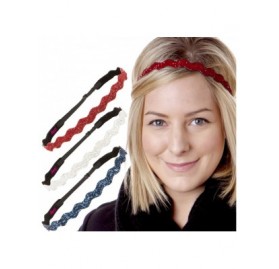 Headbands Women's Adjustable NON SLIP Wave Bling Glitter Multi 3pk (Ruby/White/Navy) - Ruby/White/Navy - CK11N118T91 $15.49