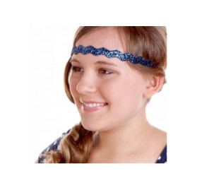 Headbands Women's Adjustable NON SLIP Wave Bling Glitter Multi 3pk (Ruby/White/Navy) - Ruby/White/Navy - CK11N118T91 $15.49