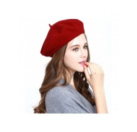 Berets Winter 100% Wool Warm French Art Basque Beret Tam Beanie Hat Cap - A Red - C112MAARMM3 $13.52