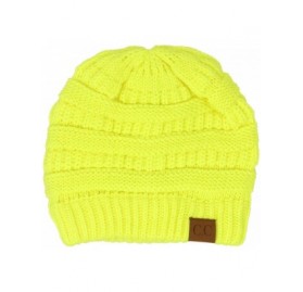 Skullies & Beanies Classic Winter Fall Trendy Chunky Stretchy Cable Knit Beanie Hat - Neon Yellow - CV18Y5IAUDN $19.57