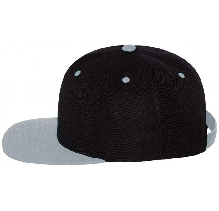 Baseball Caps Classics Flat Bill Snapback Cap - 6089M - Black/Silver Grey - C011CCT53KV $18.70